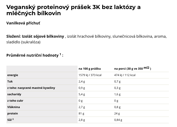 vegan 3K protein - vanilka